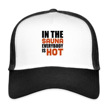 Lustiger Sauna Spruch - Trucker Cap - Weiß/Schwarz - Vorne