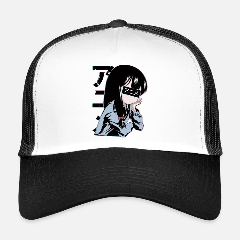 Anime Schulmädchen - Trucker Cap - Weiß/Schwarz