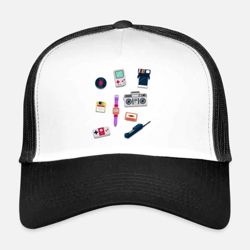 Objets des années 80 - Rétro Design - Casquette trucker  - blanc/noir