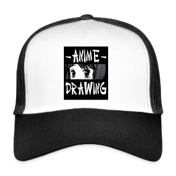 Anime Drawing Manga Otaku Drawing - Trucker Cap - white/black - Front