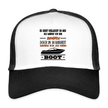 Boot Spruch fuer Bootsbesitzer - Trucker Cap - Weiß/Schwarz - Vorne