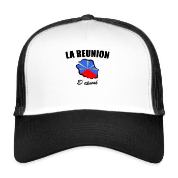 La Réunion D'abord - Ile De La Réunion 974 - Casquette trucker  - blanc/noir - Devant