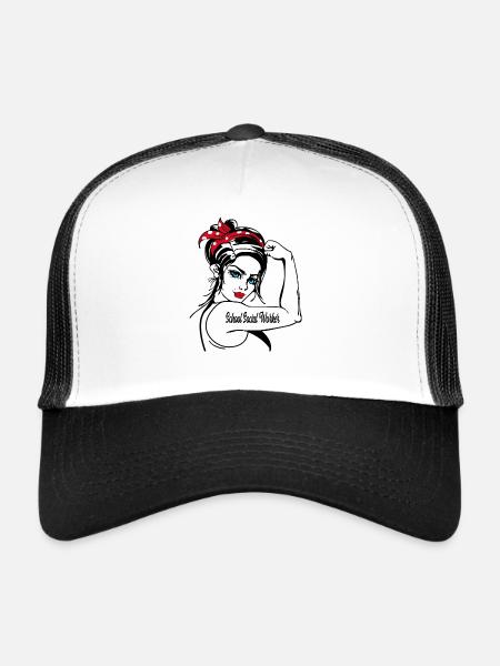 Female School Social Worker Rosie The Riveter - Casquette trucker  - blanc/noir - Devant