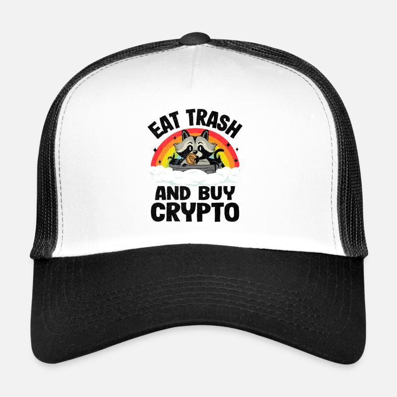 Krypto Waschbär Bitcoin BTC Kryptowährungen - Trucker Cap - Weiß/Schwarz