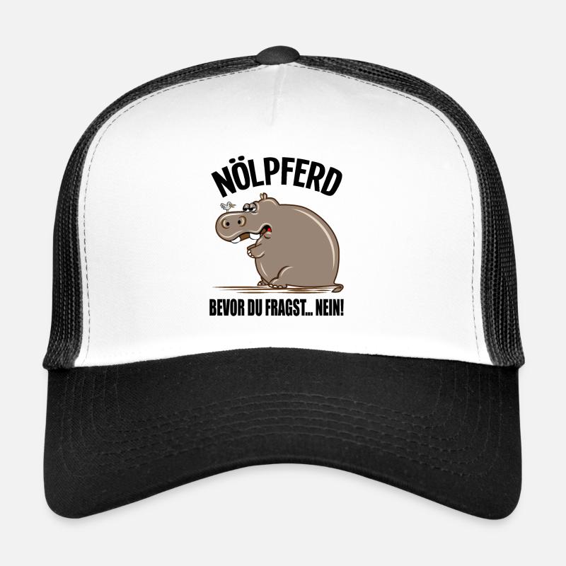 Lustige Sprüche Geschenke Nilpferd Nölpferd - Trucker Cap - Weiß/Schwarz