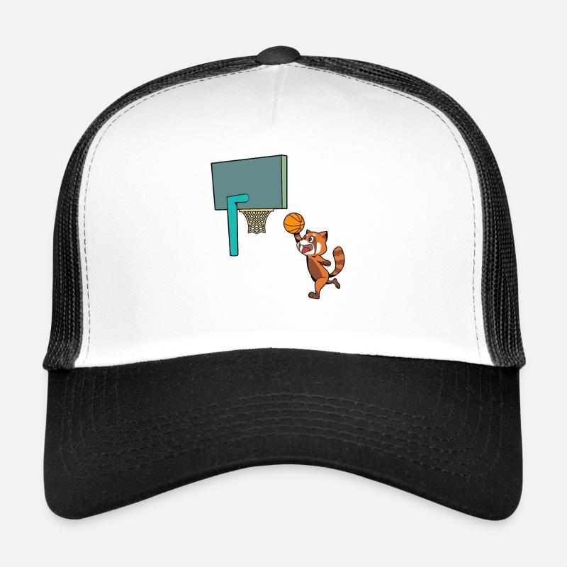 Comic Roter Panda spielt Basketball - Trucker Cap - Weiß/Schwarz
