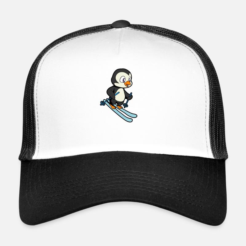 Pinguin fährt Ski Trucker Cap