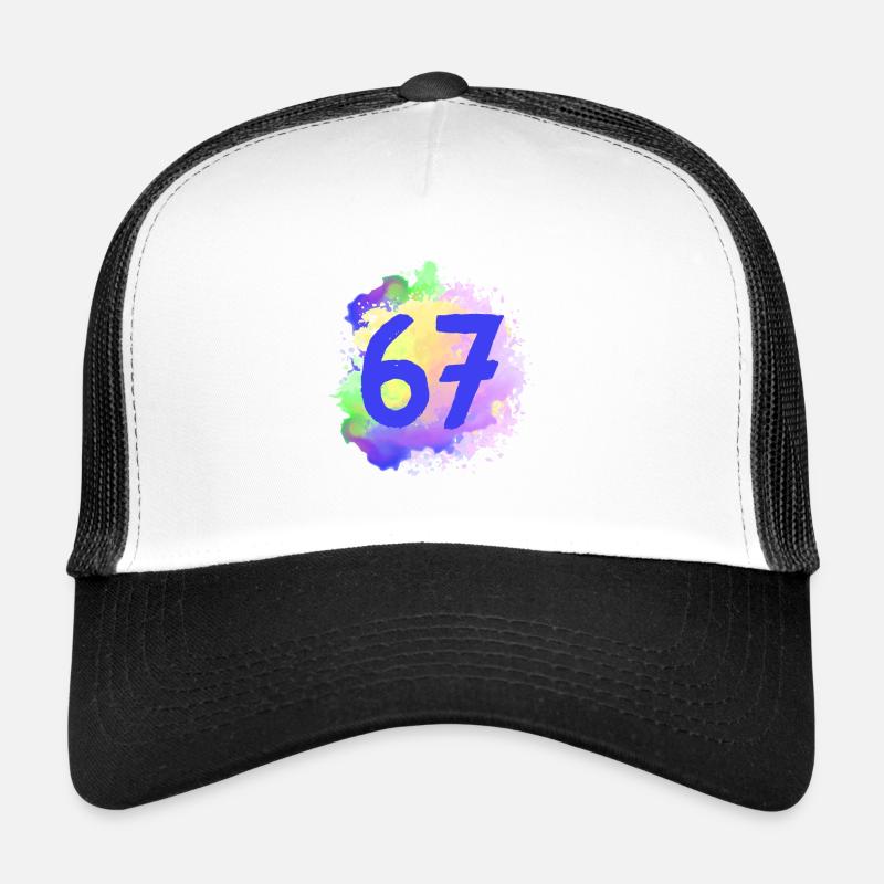 67 Zahl Klecks - Trucker Cap - Weiß/Schwarz