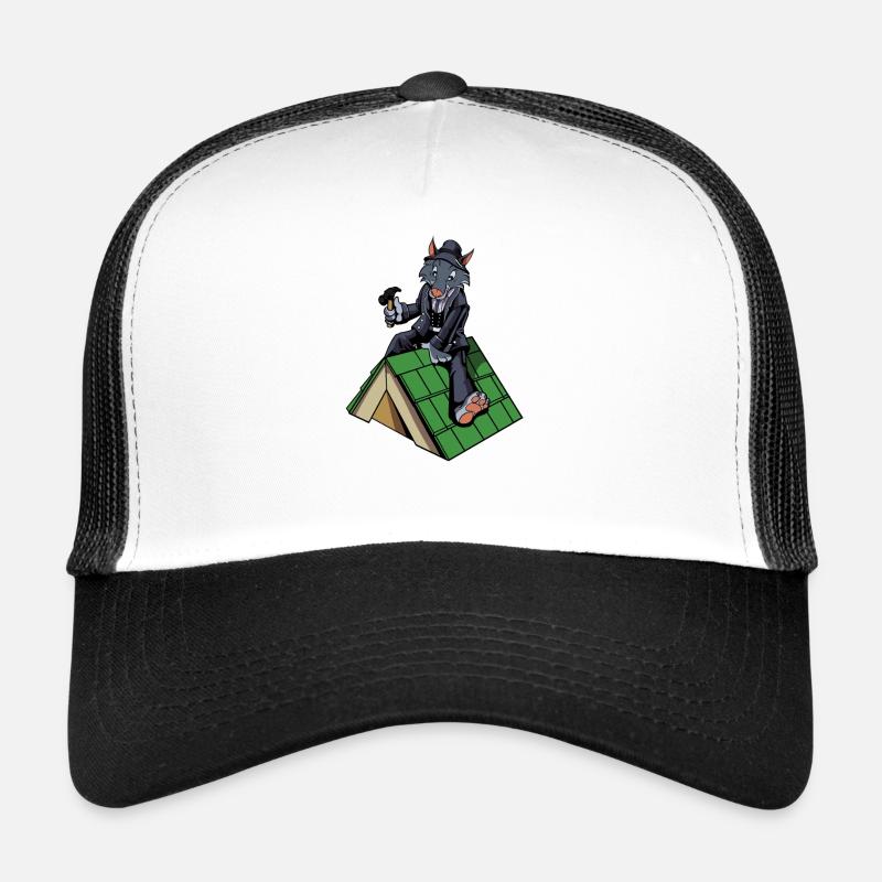 Comic Wolf als Dachdecker Trucker Cap