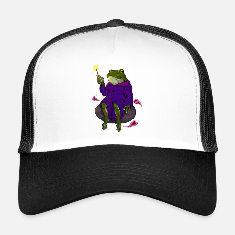 Wizard and magician - magical frog - Trucker Cap - white/black