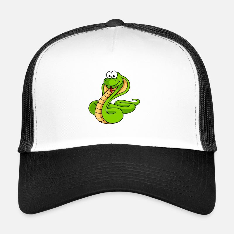 Schlange Kobra Comic Tier - Trucker Cap - Weiß/Schwarz
