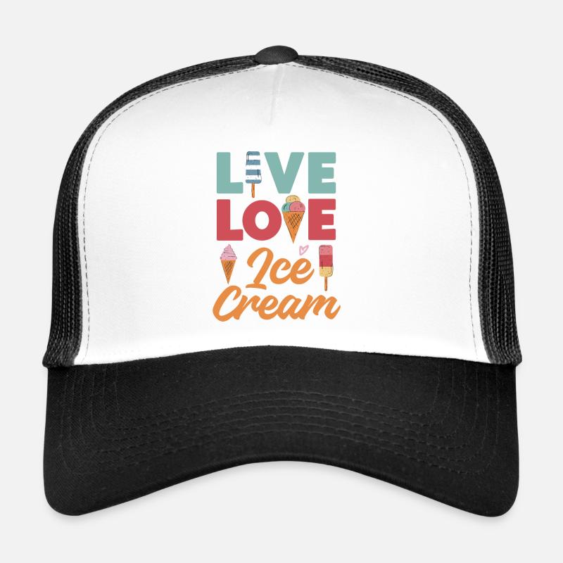 Ice Cream Cone Popsicle Live Love Trucker Cap