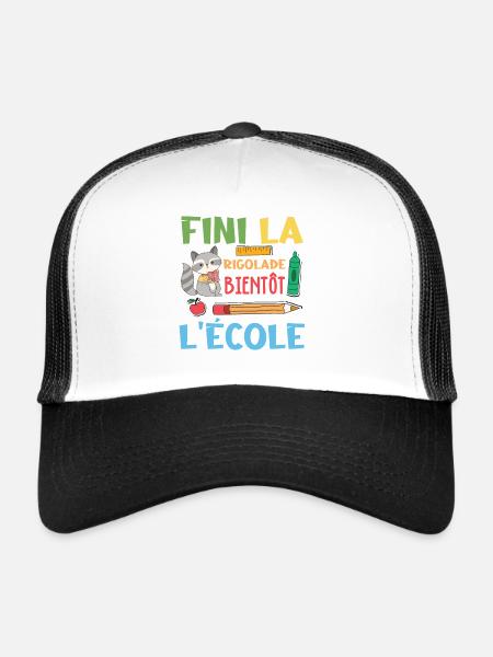 Fini La Rigolade Bientôt L École rentrée scolaire - Casquette trucker  - blanc/noir - Devant