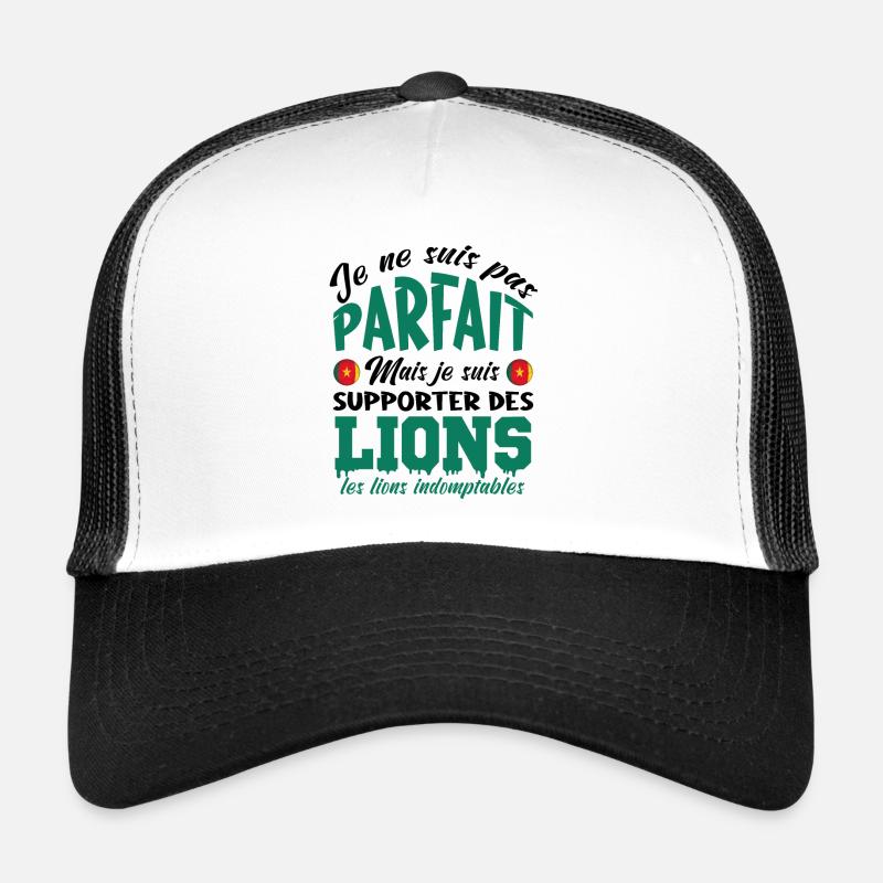 je supporte Les Lions indomptables, Cameroun - Casquette trucker  - blanc/noir