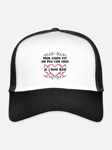 Mon Chien est un peu con mais je l'aime bien - Casquette trucker  - blanc/noir - Devant
