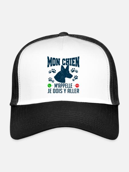Mon CHIEN m'appelle pour cadeau - Casquette trucker  - blanc/noir - Devant