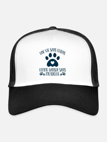 une vie sans chien c'est comme danser sans musique - Casquette trucker  - blanc/noir - Devant