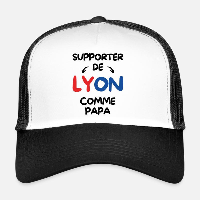 Supporter de Lyon comme papa - Casquette trucker  - blanc/noir