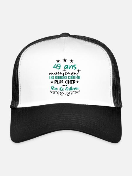 humour anniversaire 49 ans - Casquette trucker  - blanc/noir - Devant