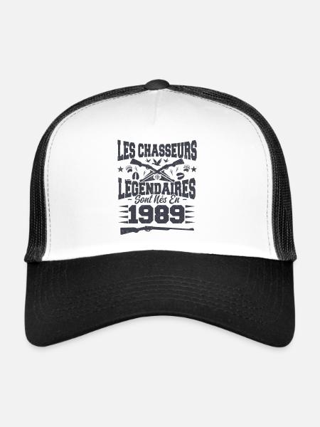 Chasseur légendaire nées en 1989 anniversaire - Casquette trucker  - blanc/noir - Devant
