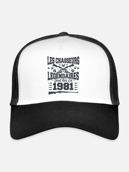 Chasseur légendaire nées en 1981 anniversaire - Casquette trucker  - blanc/noir - Devant