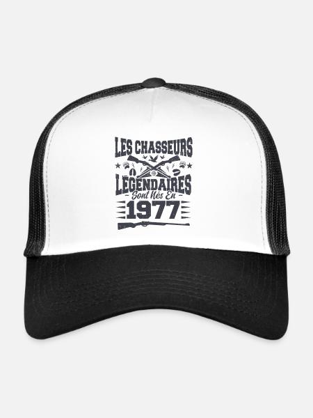 Chasseur légendaire nées en 1977 anniversaire - Casquette trucker  - blanc/noir - Devant
