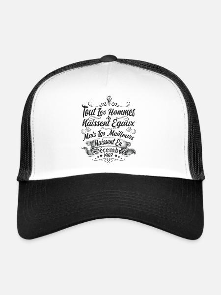 les meilleurs naissent en décembre / Décembre 1987 - Casquette trucker  - blanc/noir - Devant