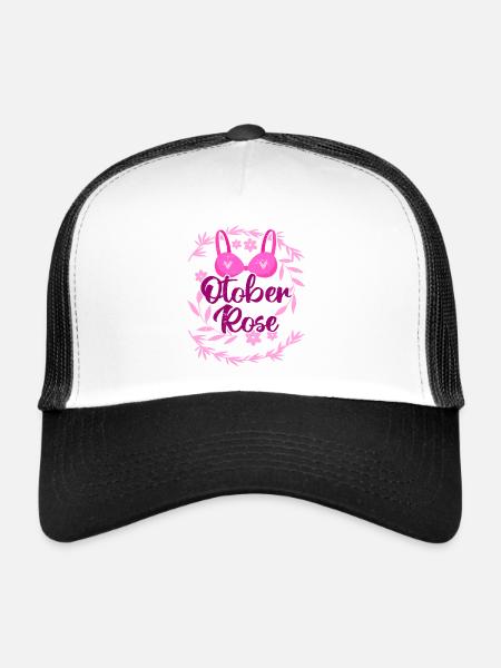 Octobre Rose | Lutte contre le cancer du sein - Casquette trucker  - blanc/noir - Devant