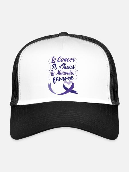 Le Cancer A Choisi La Mauvaise Femme, Octobre Rose - Casquette trucker  - blanc/noir - Devant