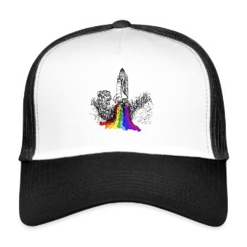 Space Shuttle Raumschiff Rakete Astronaut Mission - Trucker Cap - Weiß/Schwarz - Vorne