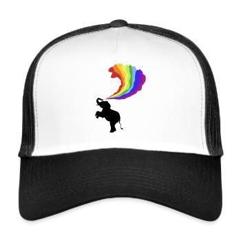 Elefant Elephant Regenbogen Regenbogenfarben - Trucker Cap - Weiß/Schwarz - Vorne
