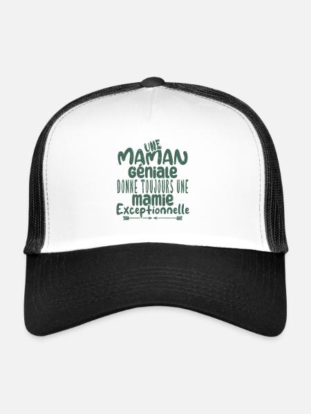 une maman géniale | Cadeaux Mamie - Casquette trucker  - blanc/noir - Devant