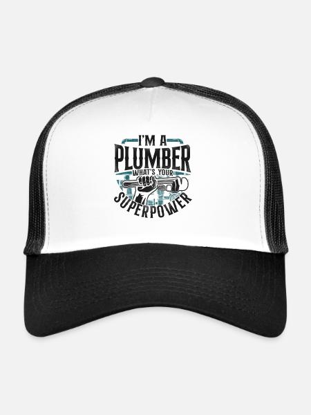 Plombier de plomberie vintage Je suis un - Casquette trucker  - blanc/noir - Devant
