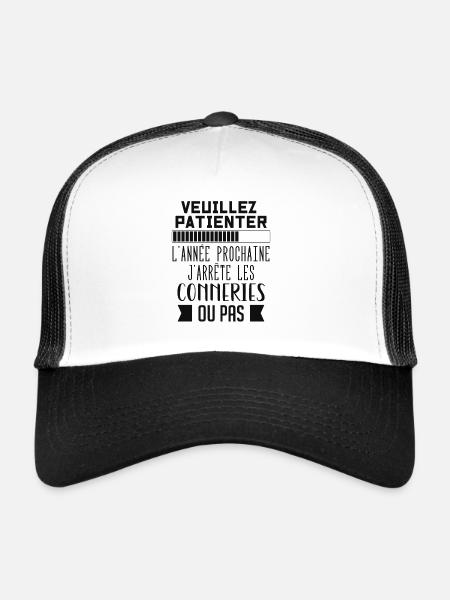 J'arrête les conneries | humour - Casquette trucker  - blanc/noir - Devant