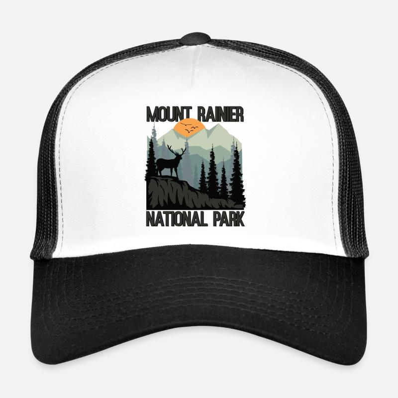 Mount Rainier National Park Mountains Deer Trucker Cap
