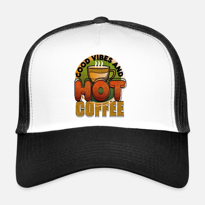 Good Vibes And Hot Coffee - Trucker Cap - Weiß/Schwarz