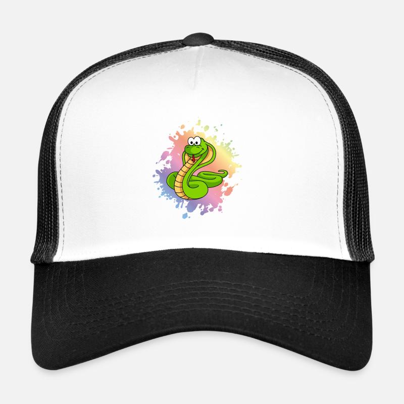 Schlange Kobra Comic Tier - Trucker Cap - Weiß/Schwarz