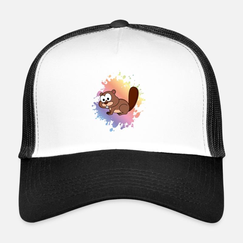 Biber Comic Tier - Trucker Cap - Weiß/Schwarz