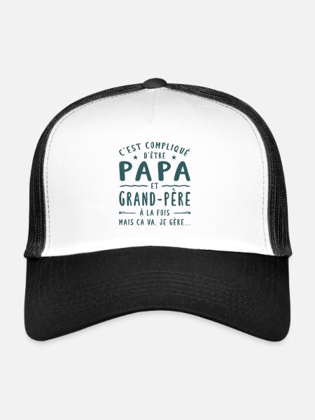C'est Compliqué D'être Papa Et Grand-Père - Casquette trucker  - blanc/noir - Devant