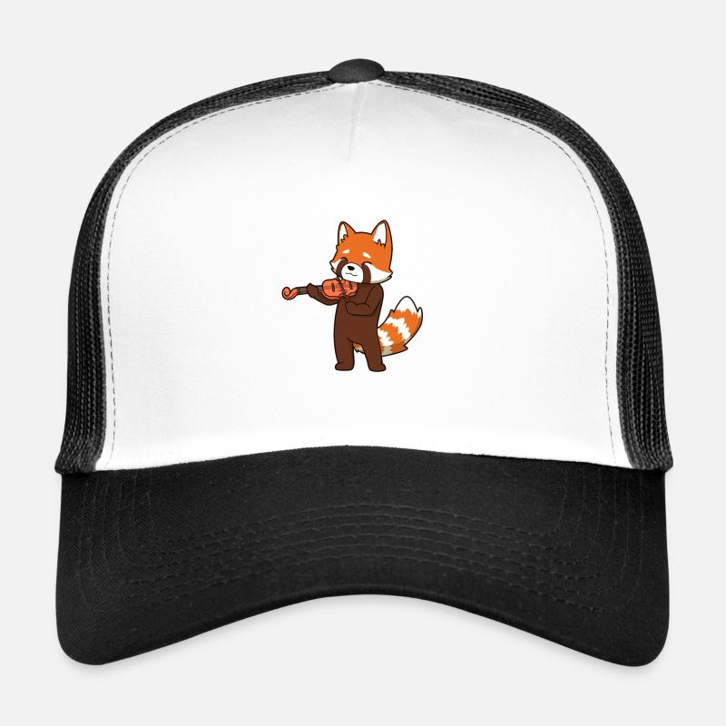 Comic roter Panda spielt Geige - Trucker Cap - Weiß/Schwarz