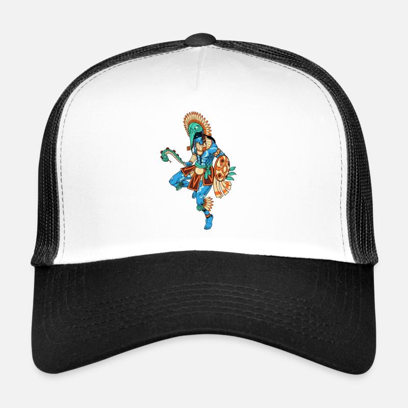 Aztekischer Gott des Krieges - Huitzilopochtli - Trucker Cap - Weiß/Schwarz