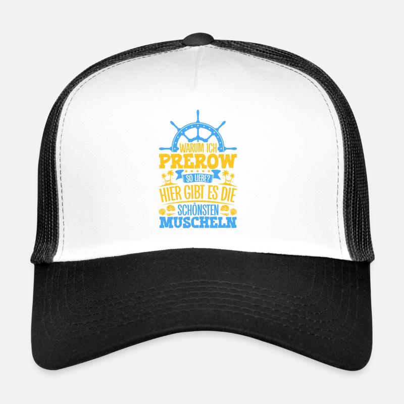 Schöne Muscheln - Warum ich Prerow so liebe - Trucker Cap - Weiß/Schwarz