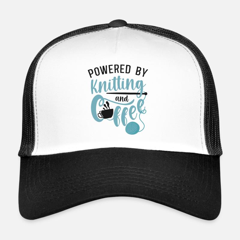 Knitting Knitter Coffee Powered By - Trucker Cap - white/black