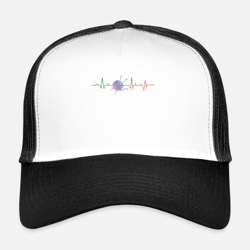 Knitting Knitter Heartbeat - Trucker Cap - Weiß/Schwarz