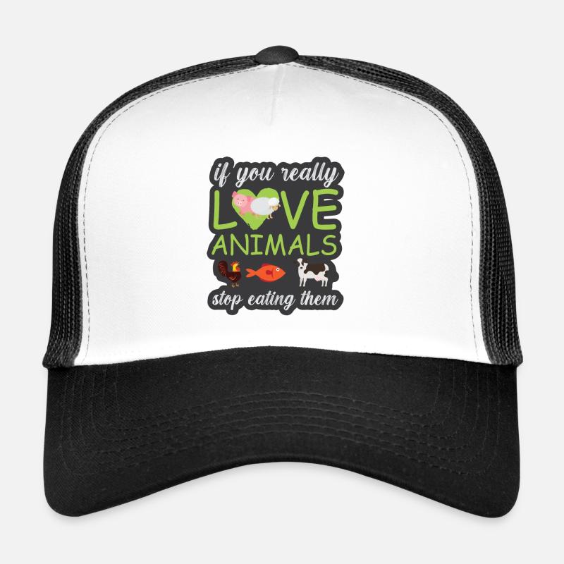 Vegan Fleischlos Tierlieb & Veganer - Trucker Cap - Weiß/Schwarz