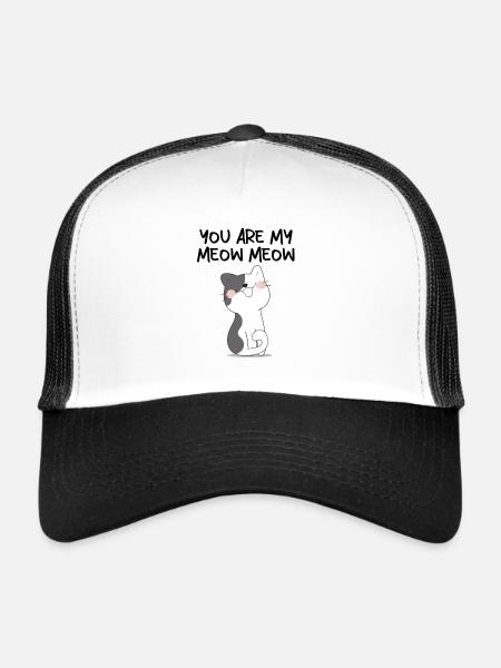 Cat Chat Meow Couples amoureux Preuve d'amour - Casquette trucker  - blanc/noir - Devant