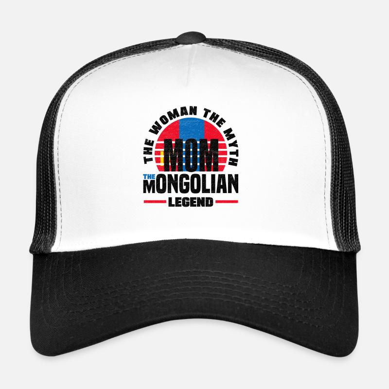Mongolie Mongolie Citation du drapeau mongol - Casquette trucker - blanc/noir