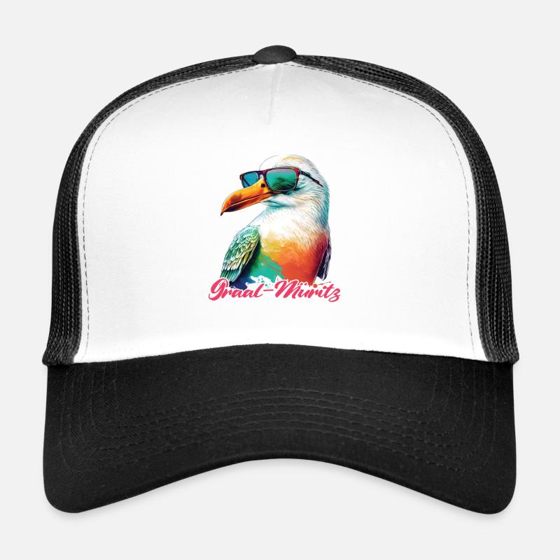Graal Müritz Urlaub coole Möwe mit Sonnenbrille - Trucker Cap - Weiß/Schwarz