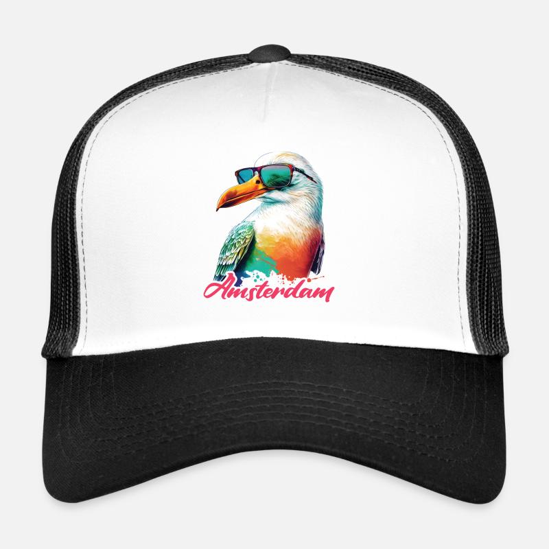 Amsterdam Pays-Bas Mouette de vacances avec lunettes de soleil Casquette trucker 