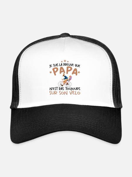 Papa cycliste cyclisme Bébé Nourrisson Naissance - Casquette trucker  - blanc/noir - Devant